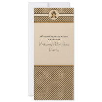 Happy Brown Bear Diagonal Stripes Invitation invitations