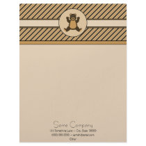 Happy Brown Bear Diagonal Stripes Letterhead letterhead
