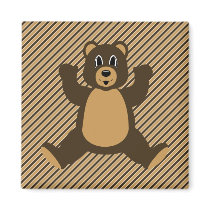 Happy Brown Bear Diagonal Stripes Magnet magnets