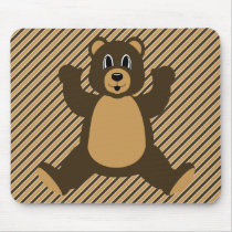 Happy Brown Bear Diagonal Stripes Mousepad mousepads