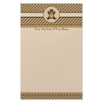 Happy Brown Bear Diagonal Stripes Stationery stationery