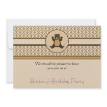 Happy Brown Bear Diamonds Invitation invitations