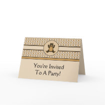 Happy Brown Bear Diamonds Invitation Card cards
