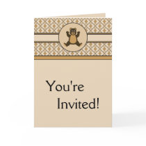 Happy Brown Bear Diamonds Invitation Card cards