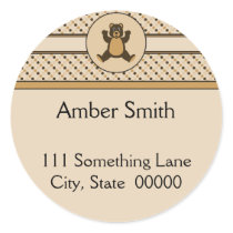 Happy Brown Bear Dots Address Label stickers