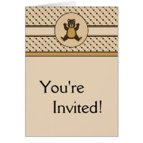 Happy Brown Bear Dots Invitation Card cards