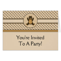 Happy Brown Bear Dots Invitation Card cards