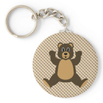 Happy Brown Bear Dots Keychain keychains