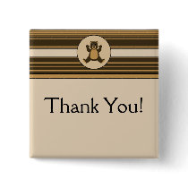 Happy Brown Bear Horizontal Stripes Custom Button buttons
