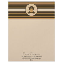Happy Brown Bear Horizontal Stripes Letterhead letterhead