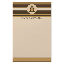 Happy Brown Bear Horizontal Stripes Stationery stationery