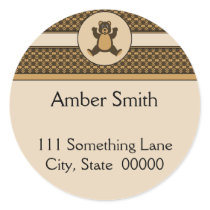 Happy Brown Bear Pattern Address Label stickers