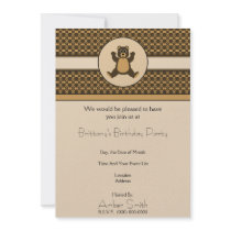 Happy Brown Bear Pattern Invitation invitations