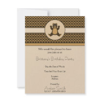 Happy Brown Bear Pattern Invitation invitations