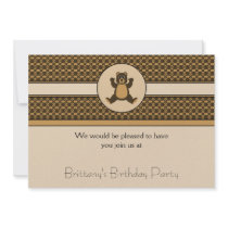 Happy Brown Bear Pattern Invitation invitations