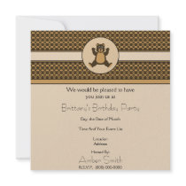 Happy Brown Bear Pattern Invitation invitations