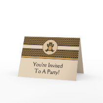 Happy Brown Bear Pattern Invitation Card cards