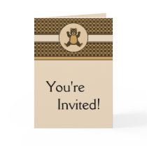 Happy Brown Bear Pattern Invitation Card cards