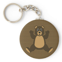 Happy Brown Bear Pattern Keychain keychains