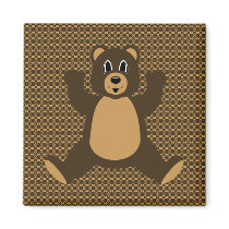 Happy Brown Bear Pattern Magnet magnets