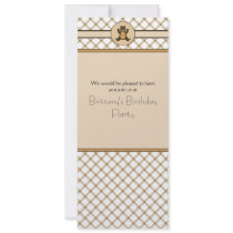 Happy Brown Bear Tan Plaid Invitation invitations