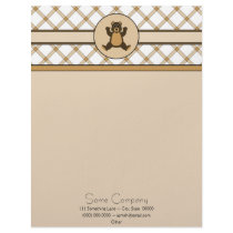 Happy Brown Bear Tan Plaid Letterhead letterhead