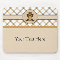 Happy Brown Bear Tan Plaid Mousepad mousepads