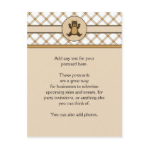 Happy Brown Bear Tan Plaid Postcard postcards