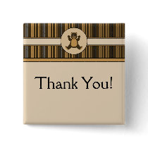 Happy Brown Bear Vertical Plaid Custom Button buttons