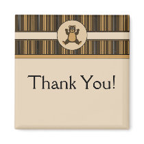 Happy Brown Bear Vertical Stripes Custom Magnet magnets