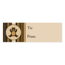 Happy Brown Bear Vertical Stripes Gift Tags business cards