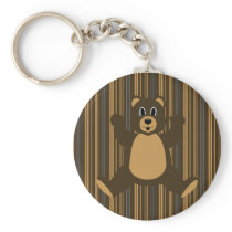 Happy Brown Bear Vertical Stripes Keychain keychains