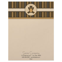 Happy Brown Bear Vertical Stripes Letterhead letterhead