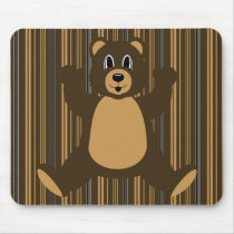 Happy Brown Bear Vertical Stripes Mousepad mousepads