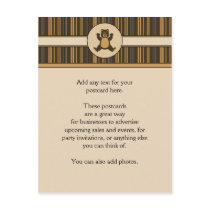 Happy Brown Bear Vertical Stripes Postcard postcards