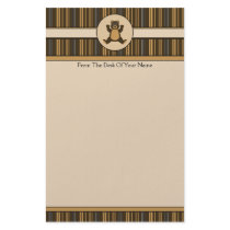 Happy Brown Bear Vertical Stripes Stationery stationery