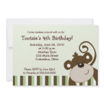 Happy Brown Monkey Fun 5x7 Birthday Personalized Announcements