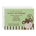 Happy Brown Monkey Fun 5x7 Birthday Personalized Announcements