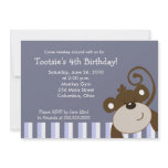 Happy Brown Monkey Fun 5x7 Birthday Personalized Invites