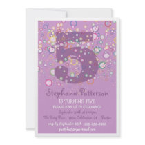 Happy Bubbles! Colorful Age Number Birthday Party Custom Invitation