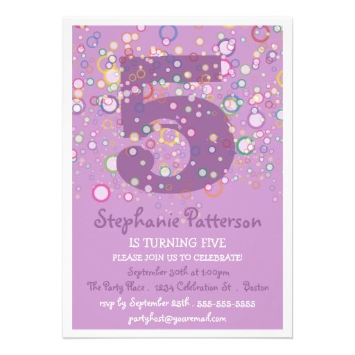 Happy Bubbles! Colorful Age Number Birthday Party Custom Invitation
