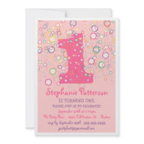 Happy Bubbles! Colorful Number Birthday Party Custom Announcement