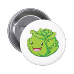 Happy Cabbage Vegetable Smiling Pinback Buttons