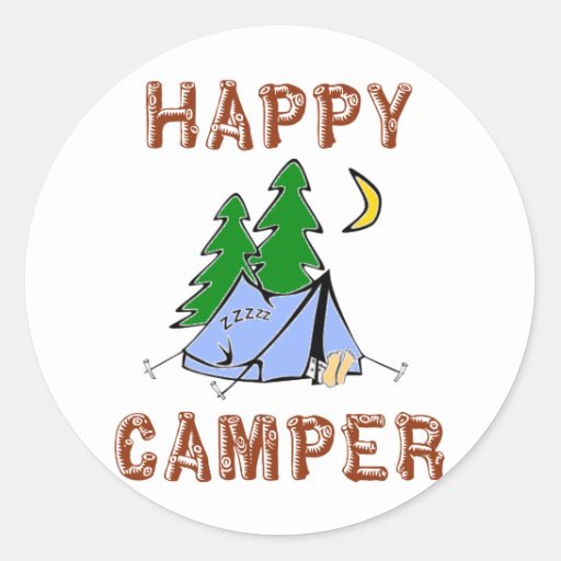 Happy Camper Classic Round Sticker 