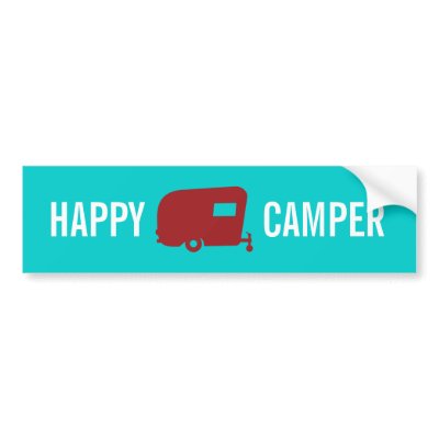 Funny Travel Sticker on Happy Camper   Rv   Travel Trailer Humor Bumper Stickers From Zazzle
