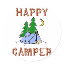 HAPPY CAMPER ROUND STICKER