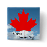 Happy Canada Day,maple leaf and blue sky Pinback Buttons