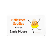 Happy candy corn character Halloween kitchen label