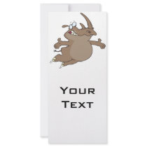 happy carefree rhinoceros rhino cartoon character customized rack card