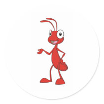 Happy Cartoon Ant Round Sticker